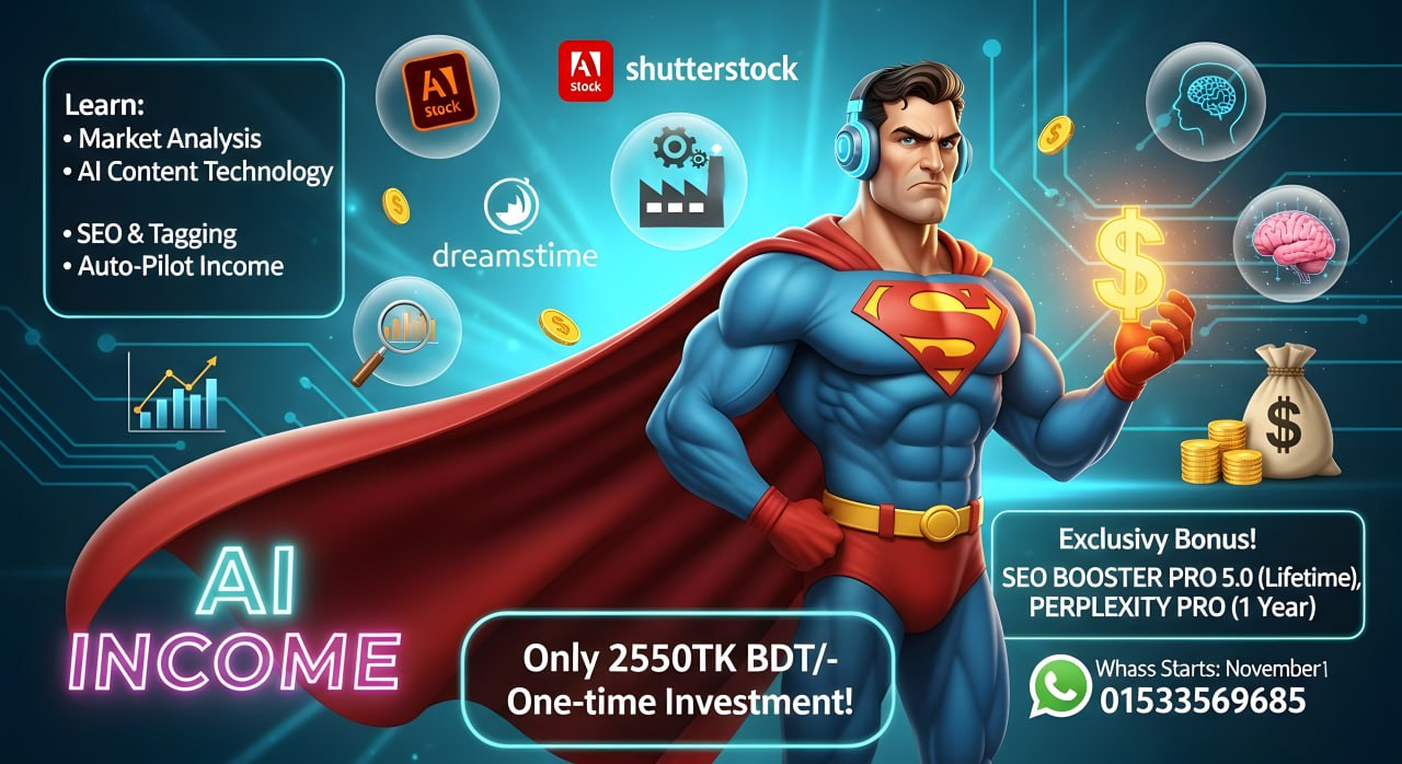 AI Income Blueprint - Superhero earning with microstock